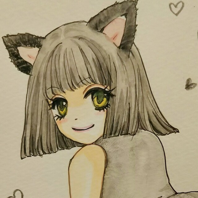 自作イラスト 黒猫気分 猫耳 女の子 ミニスカ パンチラ オリジナル